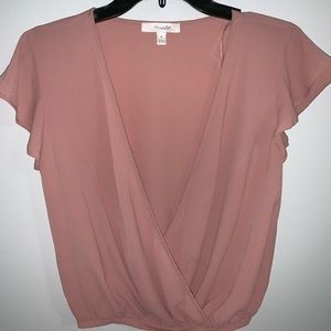 Cute Pink Open Shirt w/ Ruffle Sleeves